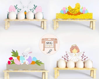 Caja de papel para huevos con decoración, archivo de corte SVG