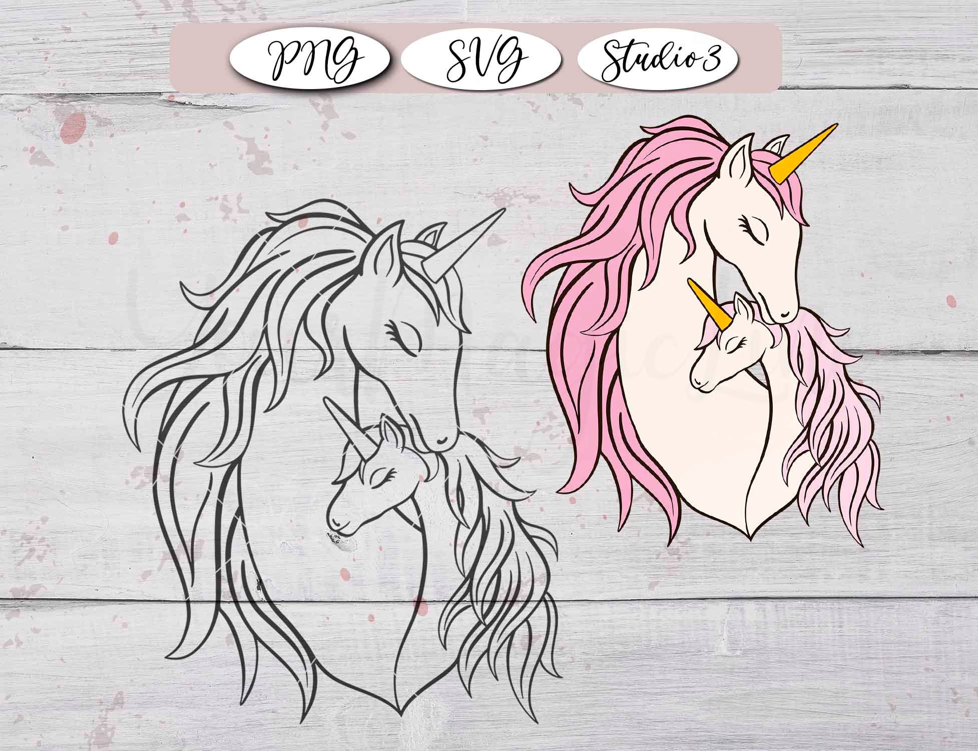 Download Sticker unicorn mom and baby family unicorn SVG PNG Cut | Etsy