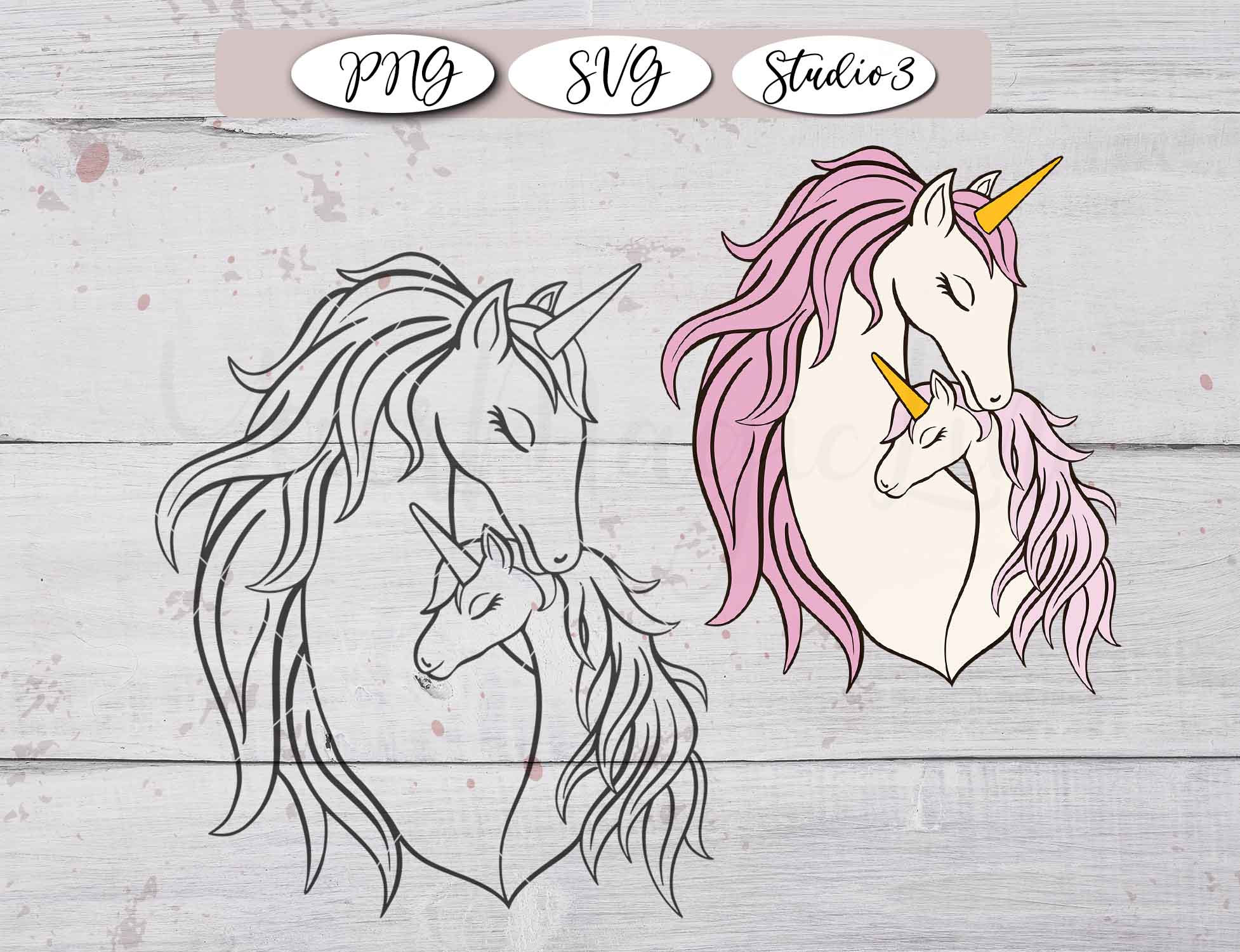 Download Sticker unicorn mom and baby family unicorn SVG PNG Cut | Etsy