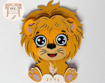 Paper baby lion SVG cut file