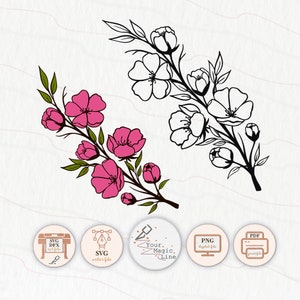 Sakura Zweig schneidet die Datei SVG, DXF, PNG
