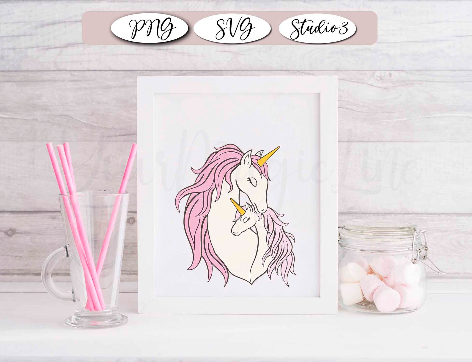 Download Sticker unicorn mom and baby family unicorn SVG PNG Cut | Etsy