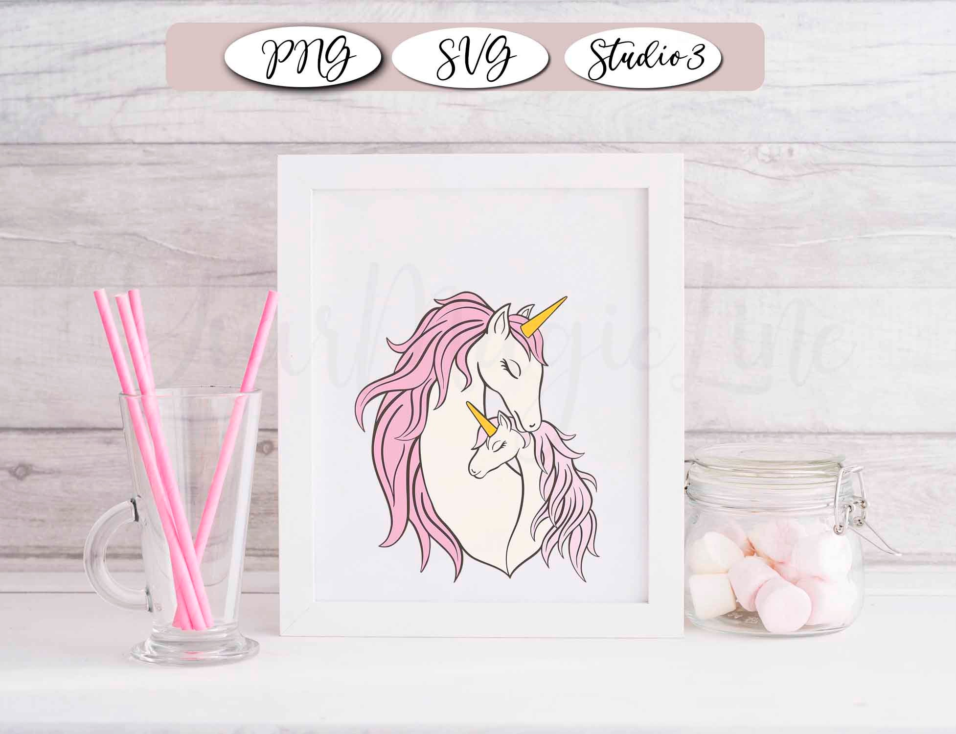 Download Sticker unicorn mom and baby family unicorn SVG PNG Cut | Etsy