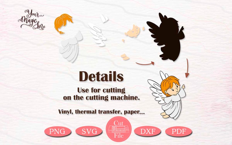 Baby Angel cut and print file SVG, DXF, PNG, pdf image 2