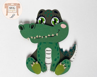 Paper baby crocodile SVG cut file