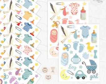 Paquete de pegatinas de bebé adorables / Troqueles para álbumes de recortes (SVG, PNG, PDF)