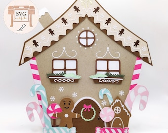 Christmas card - gingerbread house. SVG file for cutting