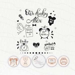 Birth Stats Baby boy SVG, Birth Announcement PNG, Template svg, Silhouette & Cricut Cut Files, Newborn statistic fact, Baby Stats svg