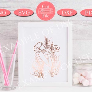 Floral Woman Silhouette SVG: Printable Art File (PDF, PNG) image 5