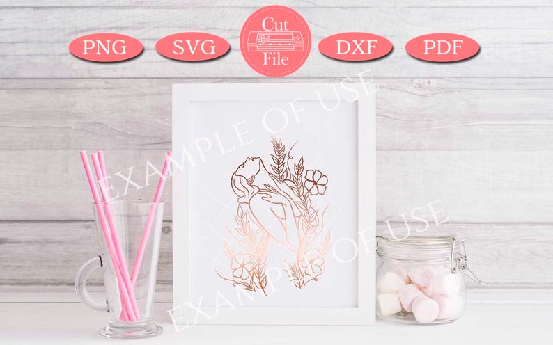 Floral Woman Silhouette SVG: Printable Art File (PDF, PNG) image 5