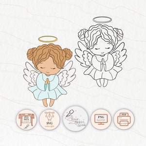 Weihnachtsengel SVG, niedlicher Engel, Silhouette Cameo und Cricut Dateien, PNG, Engel Clipart für T-shirts, Engel für Vinyl, Silhouette Engel SVG