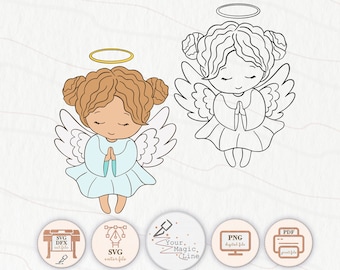 Kerstengel SVG-clipart, Cricut Silhouette snijbestanden (digitale bestanden)