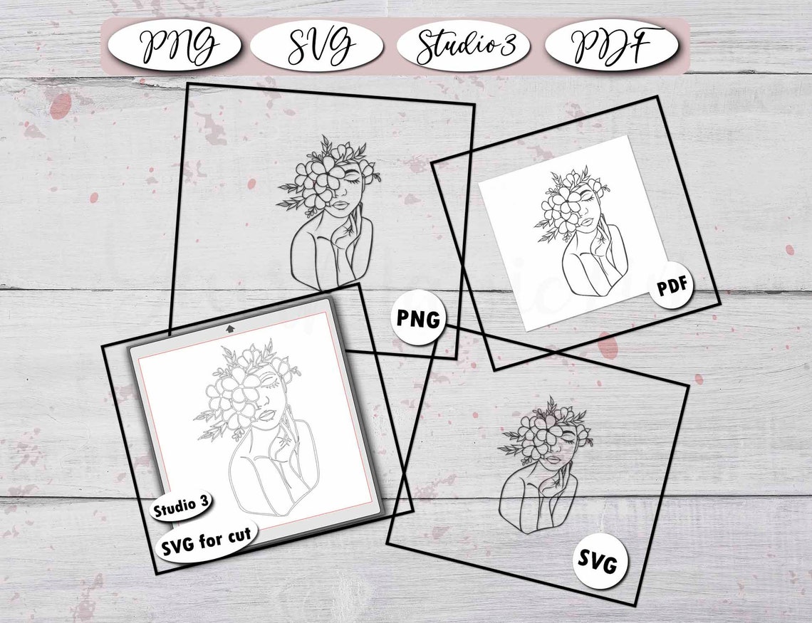 Sticker flower head SVG PNG PDF Silhouette woman File for | Etsy