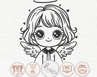 Pegatina angelito archivo cortado SVG, DXF, PNG