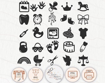 Estadísticas de nacimiento de bebé SVG: Archivos de corte para anuncio de recién nacido (descarga digital)