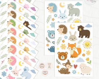 Pegatinas de animales del bosque: troqueles para álbumes de recortes (paquete de SVG, PNG y PDF)