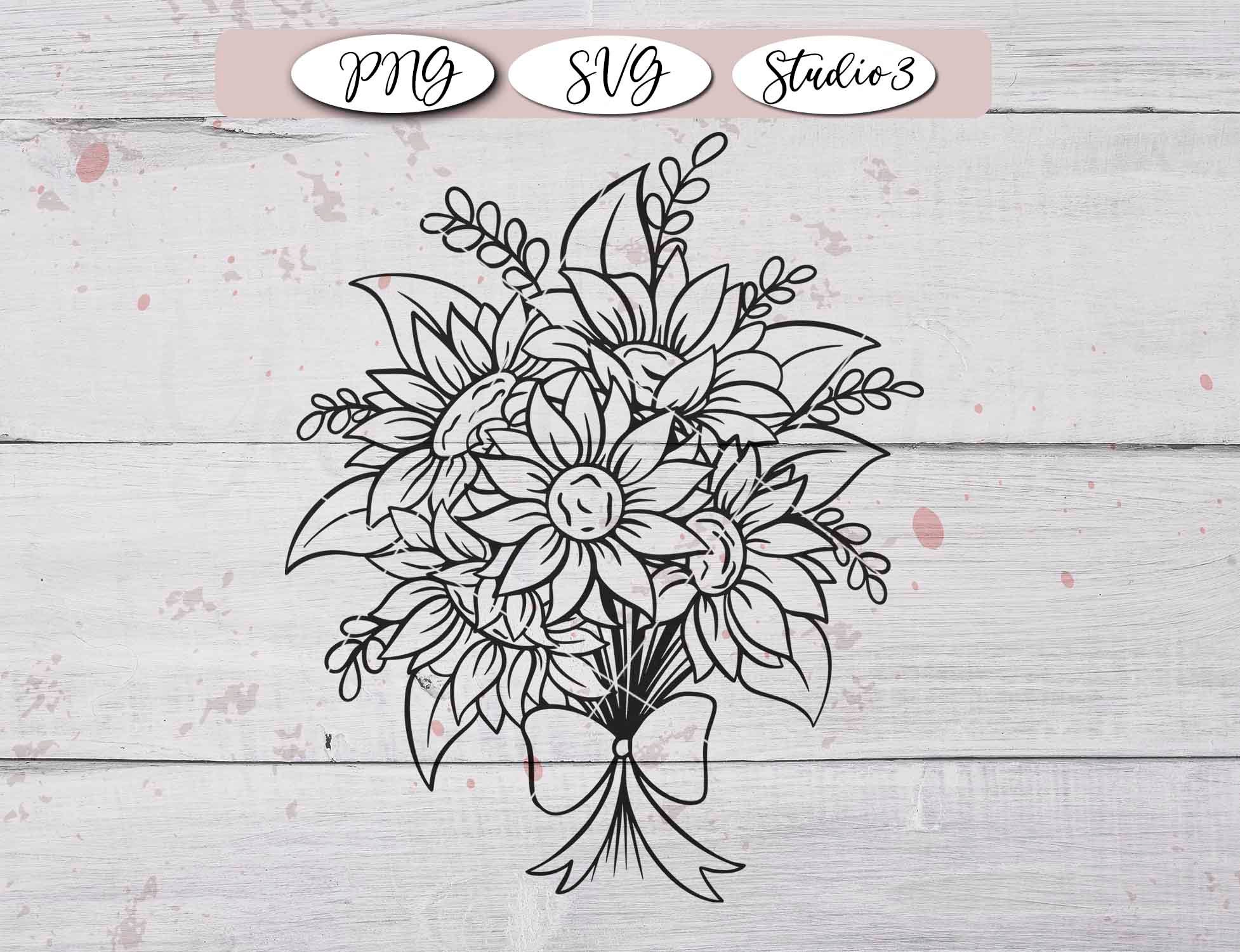 Sunflower SVG Floral SVG Silhouette & Cricut Cut Files | Etsy