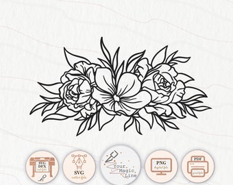 Flower composition cut and print file SVG, DXF, PNG, pdf