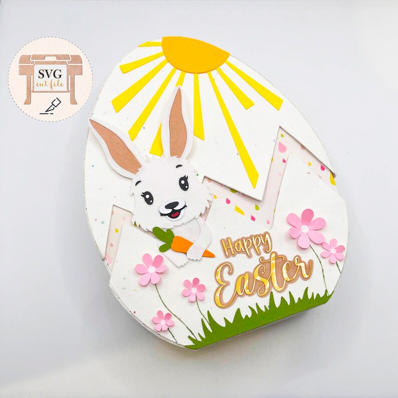 Paper Easter Egg Box With Decor SVG Cut File - Etsy