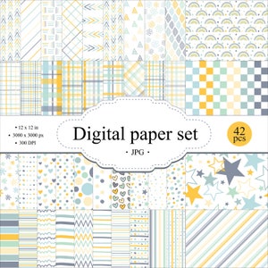 42 Seamless Digital Papers. Patterns scrapbooking pages. Background bundle sheets printable. Digital Download. 300dpi - 12x12 inch