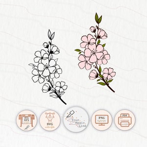 Sakura Flower cut and print file SVG, DXF, PNG, pdf