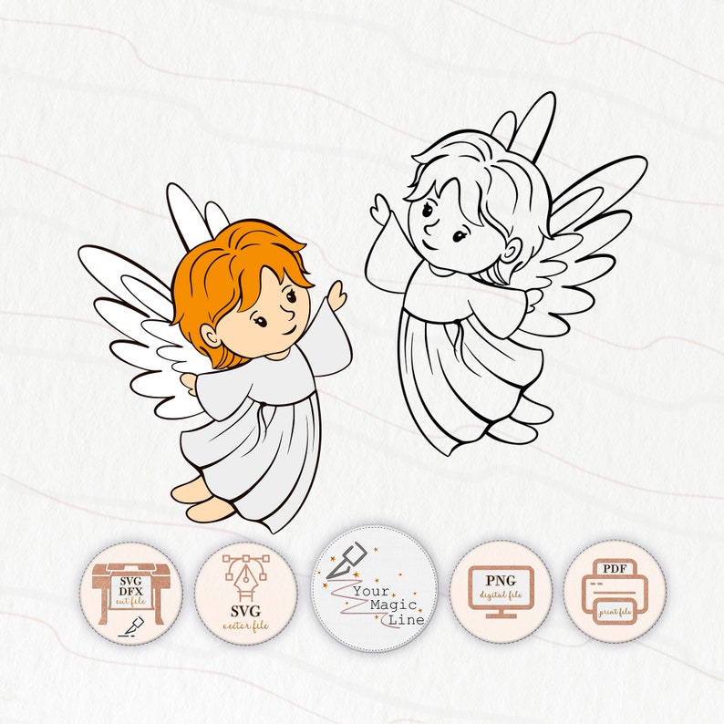 Baby Angel cut and print file SVG, DXF, PNG, pdf image 1