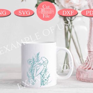 Floral Woman Silhouette SVG: Printable Art File (PDF, PNG) image 4