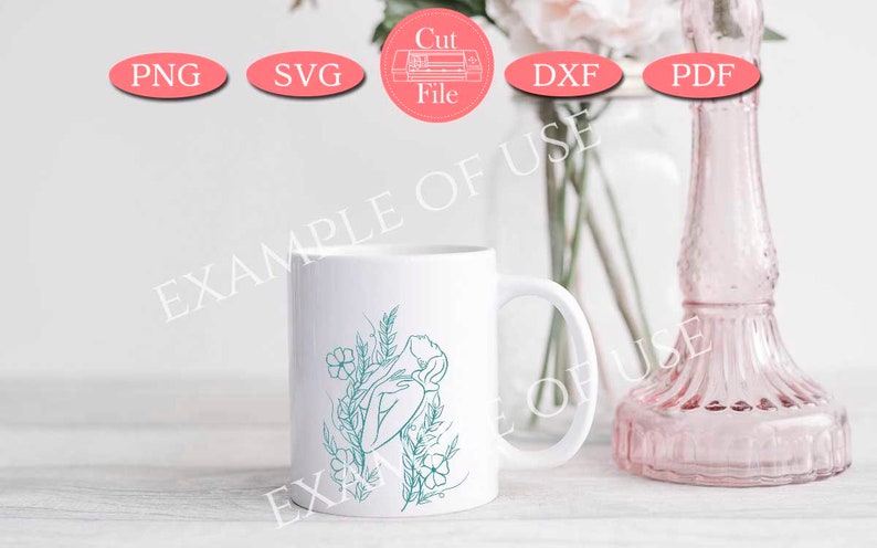Floral Woman Silhouette SVG: Printable Art File (PDF, PNG) image 4