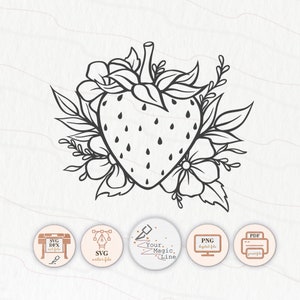 Fraise berry SVG, PNG, PDF, Studio, fichier pour découper camée et machine Cricut
