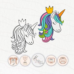 Unicorn face cut and print file SVG, DXF, PNG, pdf