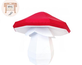 Seta de papel 3D, amanita muscaria. Archivo SVG para cortar.