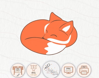 Sticker orange fox cut and print file SVG, DXF, PNG, pdf