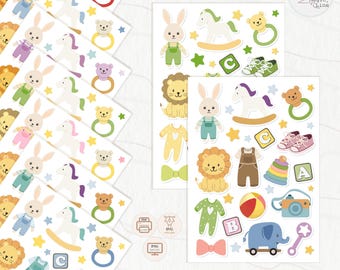 Paquete de pegatinas de bebé adorables / Troqueles para álbumes de recortes (SVG, PNG, PDF)