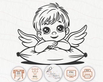 Baby Angel cut file SVG, DXF, PNG