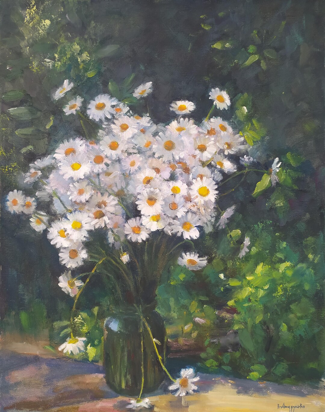 Oil Painting On Canvas Daisies Still Life Wildflowers Still Life