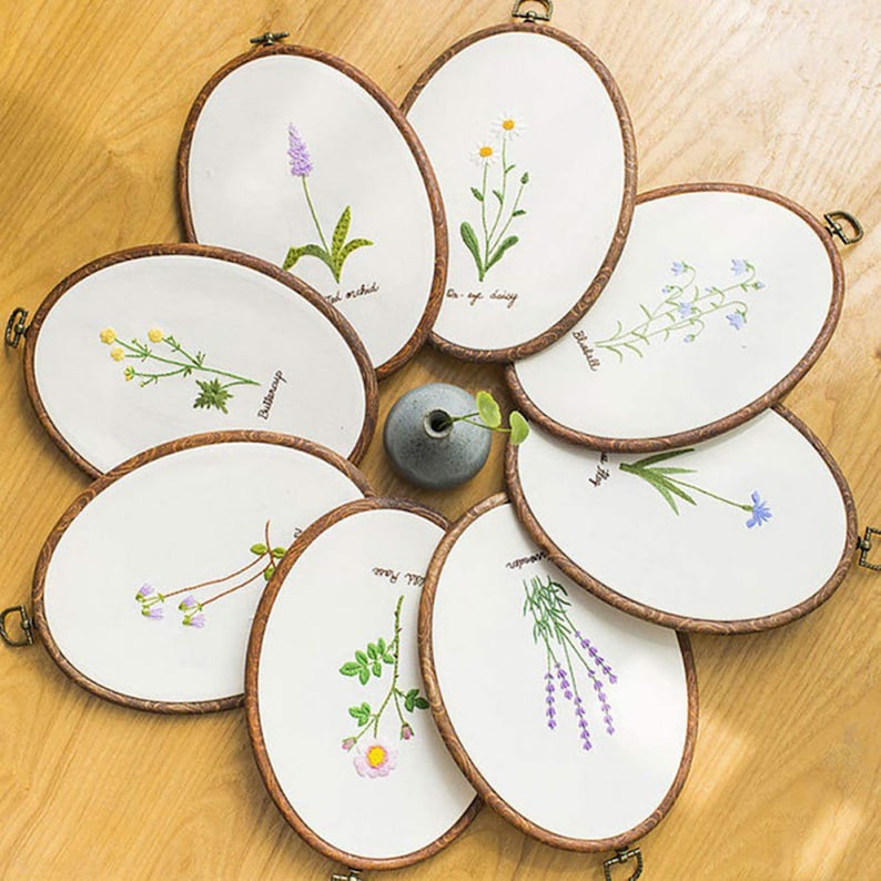 Hand Embroidery For Beginner/Oval floral pattern embroidery image 1
