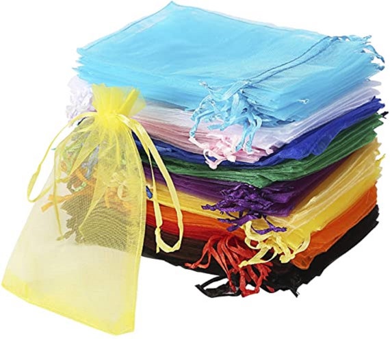 2050100Pcs Organza Bags Mixed Color Organza Gift Bags Small Mesh Bags Drawstring Gift Bags Christmas Drawstring Organza Gift Bags