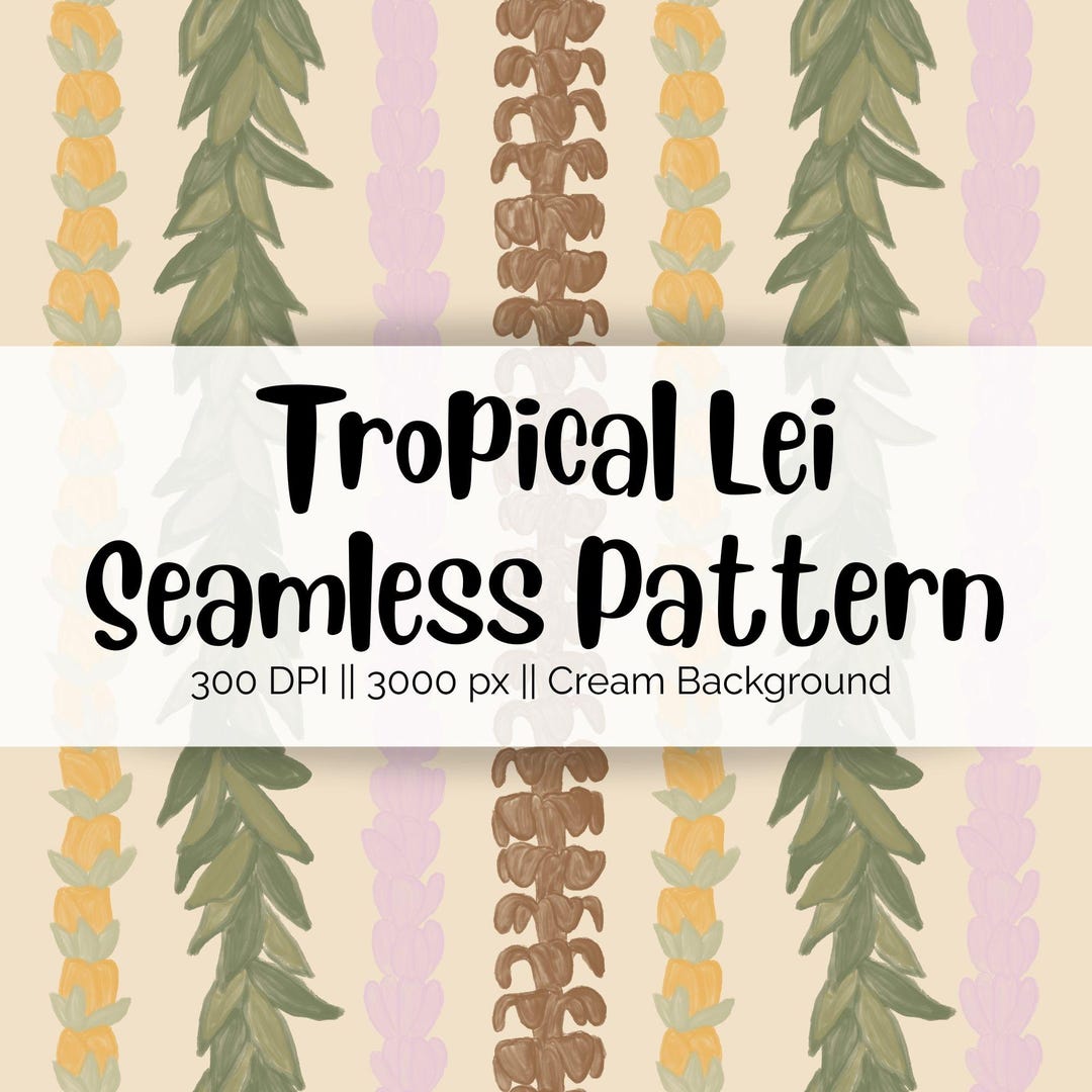 Tropical Lei Seamless Pattern | Hawaiian Pattern | Pikake Lei | Rose ...