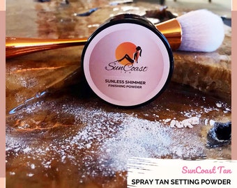 Tanning Powder | Talc Free + Organic Ingredients + 100% Vegan | 2oz Glass Jar | Bronze Shimmer Body Powder | Self Tan Finishing Powder