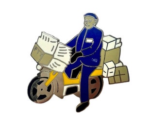 Vintage Postman Enamel Pin: Delivering Parcels, Retirement Gift
