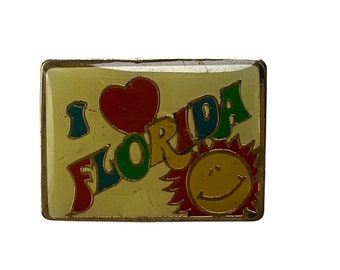 Vintage I love Florida Pin, USA State Pin Enamel Lapel Pin Pinback Hat Cap Pins
