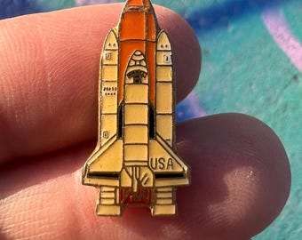 Vintage USA Space Shuttle Enamel Pin, Gift for Space Lover