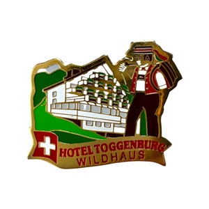 Hotel TOGGENBURG Wildhaus Switzerland Pin - Holiday in Switzerland Souvenir Memory - Swiss Mountain Hotel Pin Badge - Swiss Chalet Pin