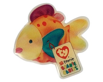 CORAL the Tie-Dyed Fish - McDonald's Ty Teenie Beanie Pin Child of the 90s Gift Small Minimalist Meaningful Secret Santa