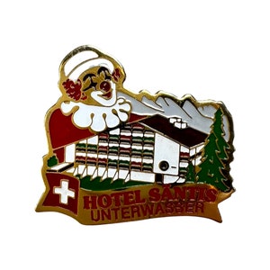 Hotel SANTIS UNTERWASSER Switzerland Pin - Holiday in Switzerland Souvenir Memory - Swiss Mountain Hotel Pin Badge - Swiss Chalet Pin