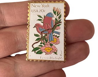 アンティーク　フライ　切手　90年代購入 1990年代のUSPS 29セントチューリップ切手ラペルピン（再利用）、1x1