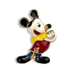 Hand painted Mickey Mouse Lapel Pin, Vintage Mickey Mouse Jewelry Brooch
