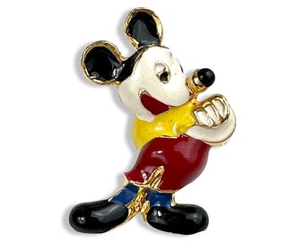Vintage Hand Painted Mickey Mouse Brooch Pin