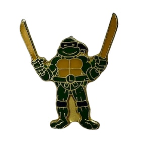 LEONARDO Teenage Mutant Ninja Turtles Vintage Esmalte Pin, Regalo para TMNT Fan, Botón Pinback de dibujos animados de los años 90