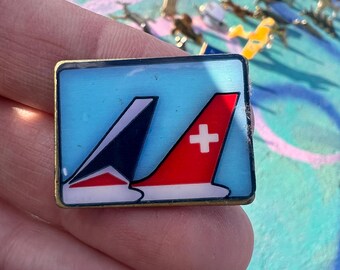 Vintage Swiss Air Airplane Enamel Pin: Aviator Gift for Pilot